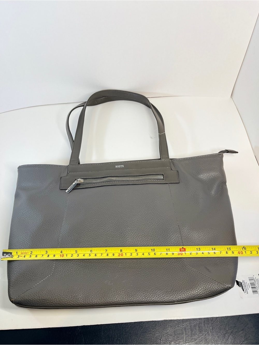 Roots Canada Large Tote Bag Pebble Texture Grey Handbag Purse 15.5" x 11.5" - Picture 3 of 16
